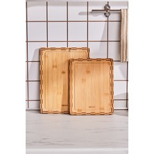 Feyza Design 2'li Bambu Çim Kesme Tahtası Seti, 28/33 Cm, Dayanıklı ve Şık Tasarım