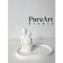 Bernami Mevlüt Pinterest Art Sarılan Çift Altlıklı 2 Li Set Dekoratif Mum Lavanta Kokulu,sevgililer Günü Mumu