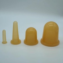 Macgon Silikon Selülit ve Yüz Masaj Kupa Seti 4'lü Turuncu Renk