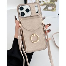 Kılıf House Iphone Uyumlu Halka Detaylı Askılı Cüzdanlı Deri Kılıf