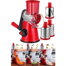 Feyza Design Çok Fonksiyonlu Kollu Sebze Rende Seti, 3 Çelik Bıçak ile Doğrama ve Öğütme