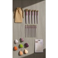 Özgürce Kadın Özel 13'lü Makyaj Fırçası Seti, Inci Yüz Taşı Sticker ve Sünger Hediği