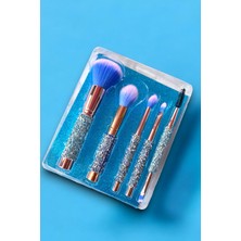 Özgürce Mavi Renkli 5'li Sim Detaylı Makyaj Fırça Seti