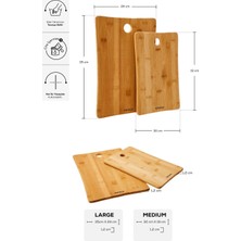 Feyza Design Bambu Kesme Tahtası 30/35 Cm, 2'li Set, Dayanıklı ve Şık Tasarım