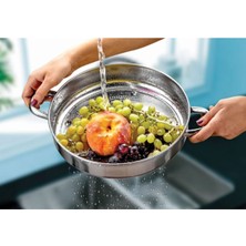 Feyza Design 2 Adet Paslanmaz Çelik Süzgeç ve Kevgir, 25-28,5cm, Ayaklı ve Kulplu