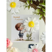 Bernami Dekoratif Pinterest 10 Adet Özel Tasarlanmış Kart ve Papatya Mum. Bebek Doğum, Babyshower, Doğum Günü, Hediyelik
