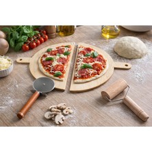 Feyza Design Premium Ahşap Pizza Seti – 3’lü Evde Pizza Hazırlama Kiti
