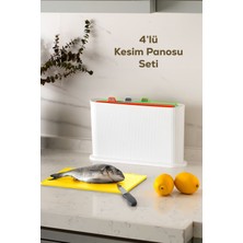 Feyza Design Çoklu Kesme Tahtası Seti, Standlı Doğrama Panosu, Beyaz ve Renkli Tasarım