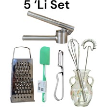 Feyza Design 5'li Sarımsak Ezici, Rende, Çırpıcı ve Spatula Seti