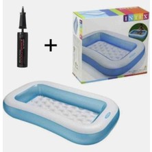 Intex 57403 Yumuşak Şişme Tabanlı Dikdörtgen Bebek Havuzu 166X100X28 cm + Mini El Pompası Seti