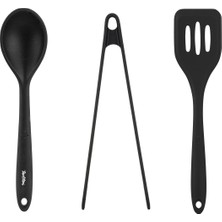 Feyza Design 3'lü Silikon Büyük Servis Seti, Dayanıklı ve Şık Mutfak Aksesuarı