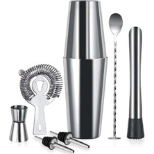 Feyza Design 7 Parça Paslanmaz Kokteyl Seti, 700 ml Şık ve Kullanışlı Içki Takımı