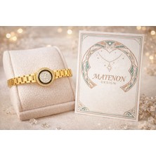 Matenon Design Gold Taşlı Çelik Bileklik – Siyah Detaylı Yuvarlak Form Tasarım