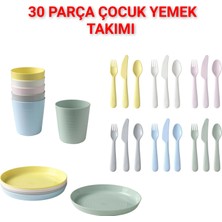 IKEA Quality 30 Parça Bebek & Çocuk Çatal, Kaşık, Bıçak, Bardak ve Tabak Seti Beslenme Takımı Yemek Takımı Plastik