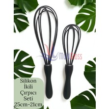 Feyza Design 2’li Silikon Kek ve Sos Çırpıcı Seti, Çok Amaçlı Çırpıcı, Siyah