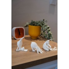 Ecolia Store Beyaz 3’lü Yoga Yapan Tavşan Biblo Seti - Meditasyon Dekoru