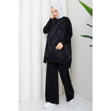 Pamuk Butik Kadın Ipek Kupra Bulut Desenli Pantolonlu Ikili Merserize Triko Takım -PMK535