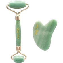 Macgon Roller ve Gua Sha %100 Orijinal Taşı Yüz Masaj Rulosu Anti-Aging, Deri Altı Toksin Atıcı