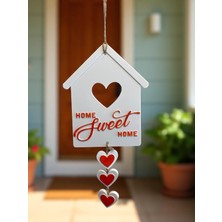 Ecolia Store Home Sweet Home Kapı ve Duvar Süsü | Kalpli Dekoratif Ev Süsü | Askılı Ev Dekoru