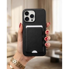 Kılıf House Iphone Uyumlu Deri Yüzeyli Sabit Kartlıklı Cüzdan Kılıf