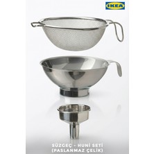 Feyza Design Paslanmaz Çelik Süzgeç ve Huni Seti, 3 Parça, Dayanıklı ve Pratik Kullanım