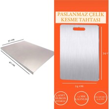 Feyza Design Paslanmaz Çelik Tezgah Koruyucu ve Kesme Tahtası Çift Paket