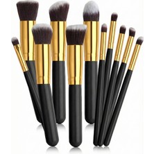 Özgürce 10'lu Profesyonel Makyaj Fırça Seti, Siyah Yumuşak Kıl, Allık, Pudra, Kontür