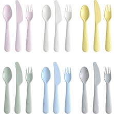 IKEA Quality 18 Parça Bebek & Çocuk Çatal, Kaşık ve Bıçak Seti Beslenme Takımı Yemek Takımı Plastik