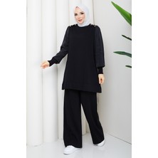 Pamuk Butik Kadın Kolu Ipek Kupra Pantolonlu Ikili Merserize Triko Takım -PMK536