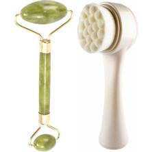 Macgon Cilt Temizleme Fırçası & Roller Çift Taraflı Yeşim Taşı Cilt Masaj Bakım Aleti