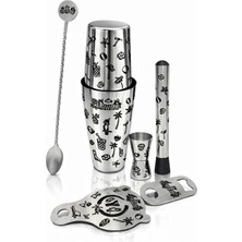 Feyza Design Hawaii Işlemeli Kokteyl Seti, 800 Ml, Şık ve Fonksiyonel Tasarım