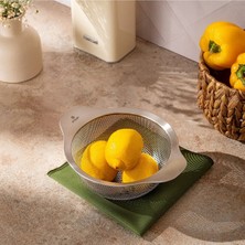 Feyza Design Küçük Boy Stell Luxe Süzgeç, 18 Cm, Pratik ve Şık Mutfak Gereci