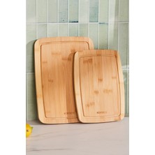 Feyza Design Çift Bambu Kesme Tahtası, 28/33 Cm, Dayanıklı ve Şık Mutfak Gereci