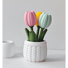3D Snaxx Örgü Görünümlü Dekoratif Lale Saksısı – Modern Tasarım (7X7X12 Cm)