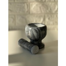 Feyza Design Siyah Mermer Görünümlü Doğal Taş Havan ve Baharat Dövücü