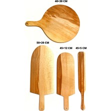 Feyza Design 4 Parça Ahşap Fırın Küreği Seti, Lahmacun, Pide, Bazlama ve Pizza Kürekleri