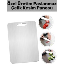Feyza Design Paslanmaz Çelik Mutfak Kesme Panosu, Dayanıklı ve Hijyenik Yüzey