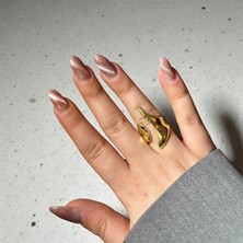 MonCherietr Ivory Pirinç Üzeri Altın Kaplama Ayarlanabilir Gold Yüzük