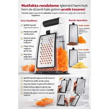 Feyza Design Çok Amaçlı Paslanmaz Çelik Mutfak Rende, Şeffaf Kaplı, 2 Aparatlı