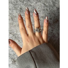 MonCherietr Vega Zirkon Taşlı Ayarlanabilir Yıldız Detaylı Silver Yüzük