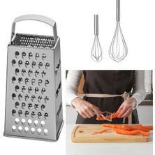 Feyza Design Paslanmaz Çelik Rende ve Çırpıcı Seti, Sebze Soyucu ile Mutfak Pratikliği