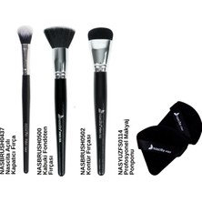 Özgürce 4'lü Makyaj Fırça Seti, 437, 500, 502 ve Ponponlu, Profesyonel Kalite