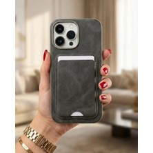 Kılıf House Iphone Uyumlu Deri Yüzeyli Sabit Kartlıklı Cüzdan Kılıf
