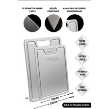 Feyza Design Paslanmaz Çelik Kesme Tahtası, 2'li, Hijyenik ve Dayanıklı Tasarım