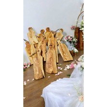 Feyza Design Doğal Edremit Zeytin Ağacı Kesme ve Sunum Tahtası 32-38 cm