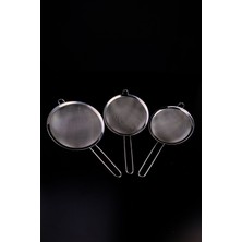 Feyza Design 3’lü Çelik Süzgeç Seti 18-20-22 cm Gri, Dayanıklı ve Şık Tasarım