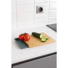 Feyza Design Bambu Kesme Tahtası, Kaydırmaz, Gri, Sebze ve Meyve Doğrama Için Ideal