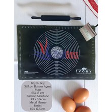 Feyza Design Büyük Boy Silikon Hamur Açma Matı ve Metal Hamur Kesme Aparatı