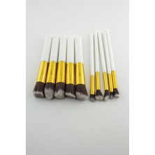 Özgürce 10'lu Profesyonel Makyaj Fırça Seti Beyaz Saplı, Allık, Pudra, Far, Kontür