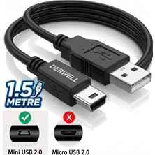 Derwell 1.5 Metre 1.5mt Mp3 Çalarlar, Pc, Kamera, Gps ve Hoparlörler Için 150CM Universal V3 Mini USB Şarj Kablosu